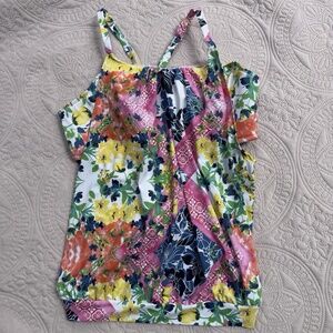 Swim by Cacique Tankini Women's Size 18 Swim Top Colorful Vacation Floral